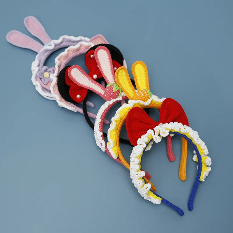 Custom cute cartoon ears girls yarn crochet headbands for girls