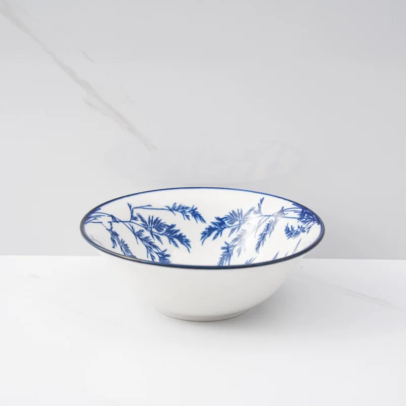 Hot porcelain bowl and dish household bowls and plates Chinese rice bowls and plates underglaze color tableware and soup bowls