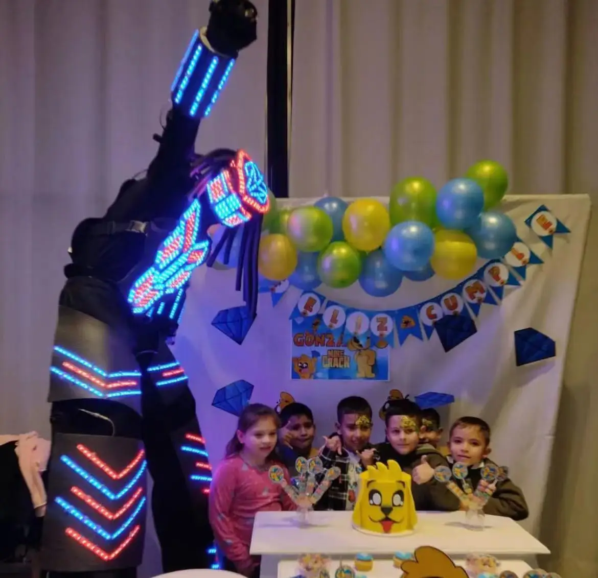 LED Robot Costume Clothes Light Up Stilts Walker Clothing Full Color Pixel Helmet Laser  LED Luminous Jacket Suit