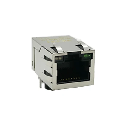 Single Port 1000 Base-T With light and shield  Gigabit Integrated  Magjack Ethernet Rj45 Female Connector