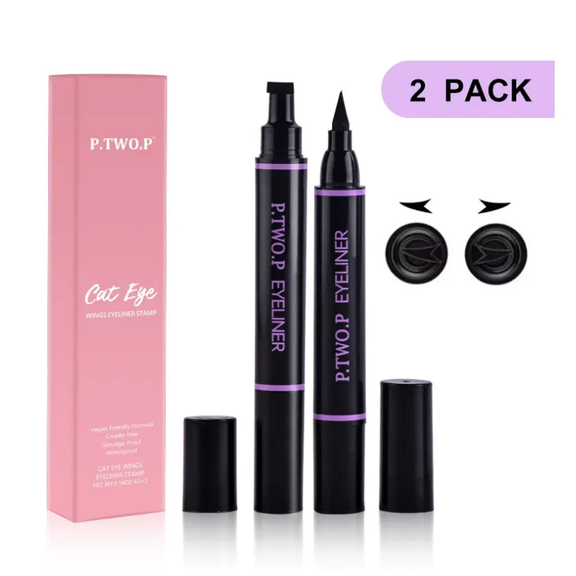 P.TWO.P 2 Pcs/Lot Eye Cosmetics Waterproof Long-lasting Quick-drying Liquid Silky Smooth Beauty Makeup Soft Eyeliner