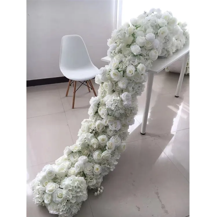 A-1156 популярное событие, украшенные цветочным настольная дорожка белый шелк искусственный цветок настольная дорожка свадебная АРКА цветок