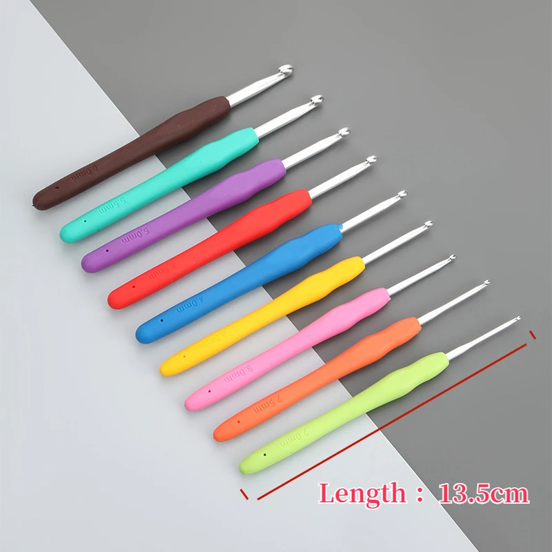 Rubber Soft Handle Crochet Knitting Needle Set Crochet Kit for Beginners Hook Kit Stainless Steel Crochet Hook Set