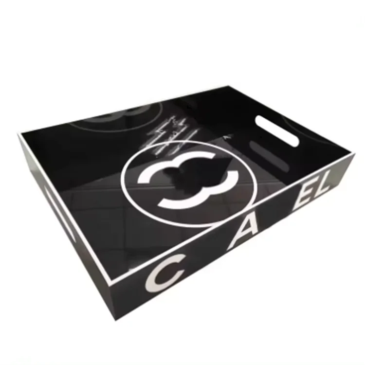 wholesale supermarket desktop room display tray jewelry storage holder cosmetics display stand black acrylic tray with insert