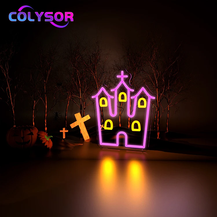 Scary Halloween Lamp Acrylic Board Home Decoration Holiday Custom Skull LED Neon Light Sign