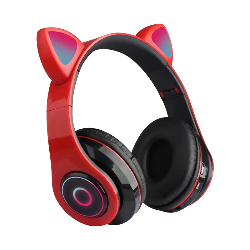 Hot sale Cute ear B39 Wireless headphone with LED light wireless earphone support TF card gaming headset for children