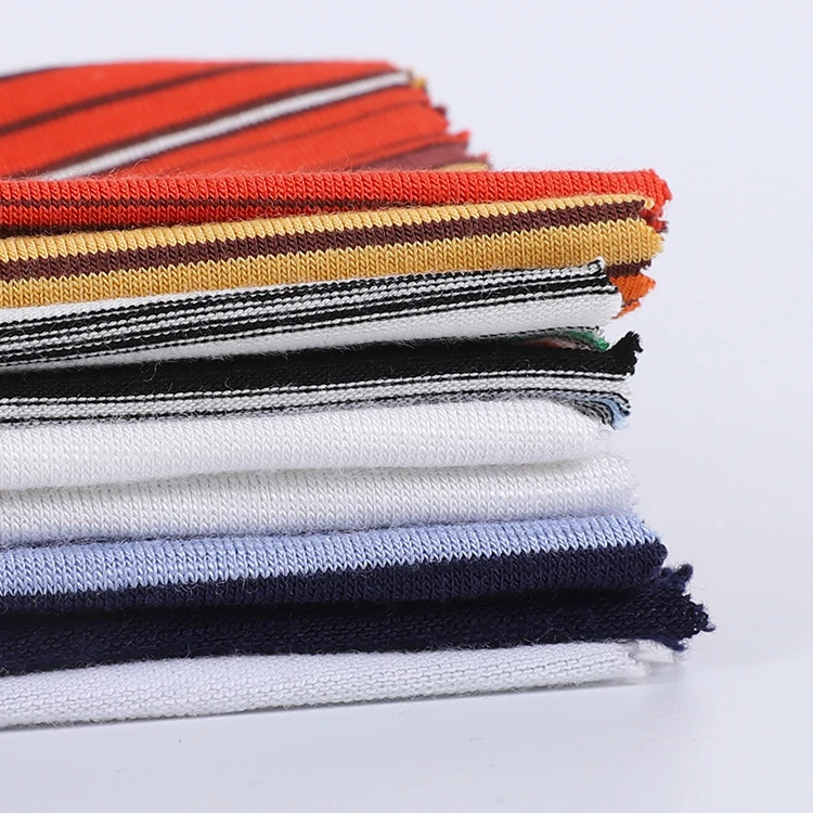 
Эластичная полосатая эластичная трикотажная термоткань из полиэстера и спандекса для одежды и футболок 