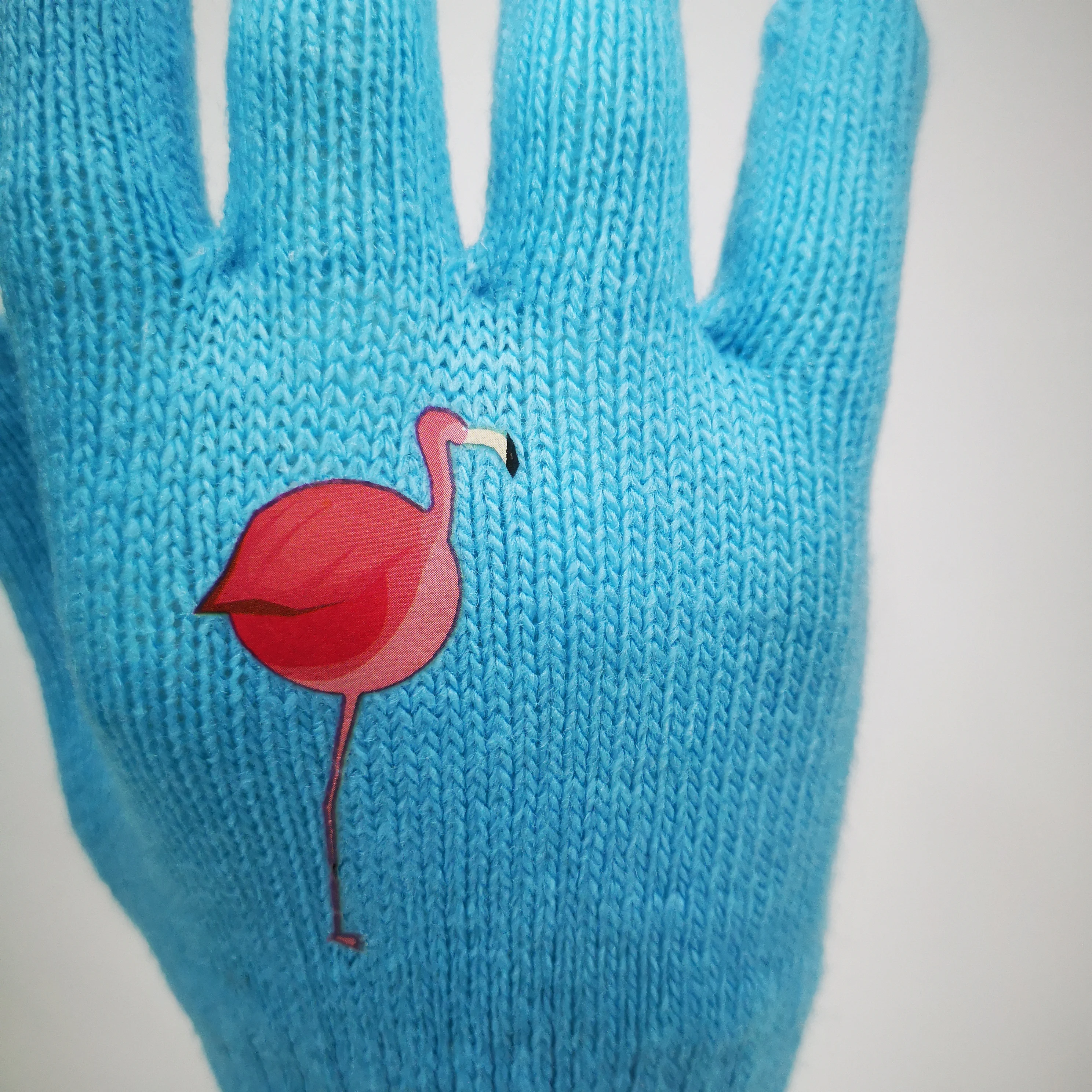 AGRADECIDO High Quality Winter Gloves Knitted Gloves Cute Printing Cartoon Flamingo Hand Gloves