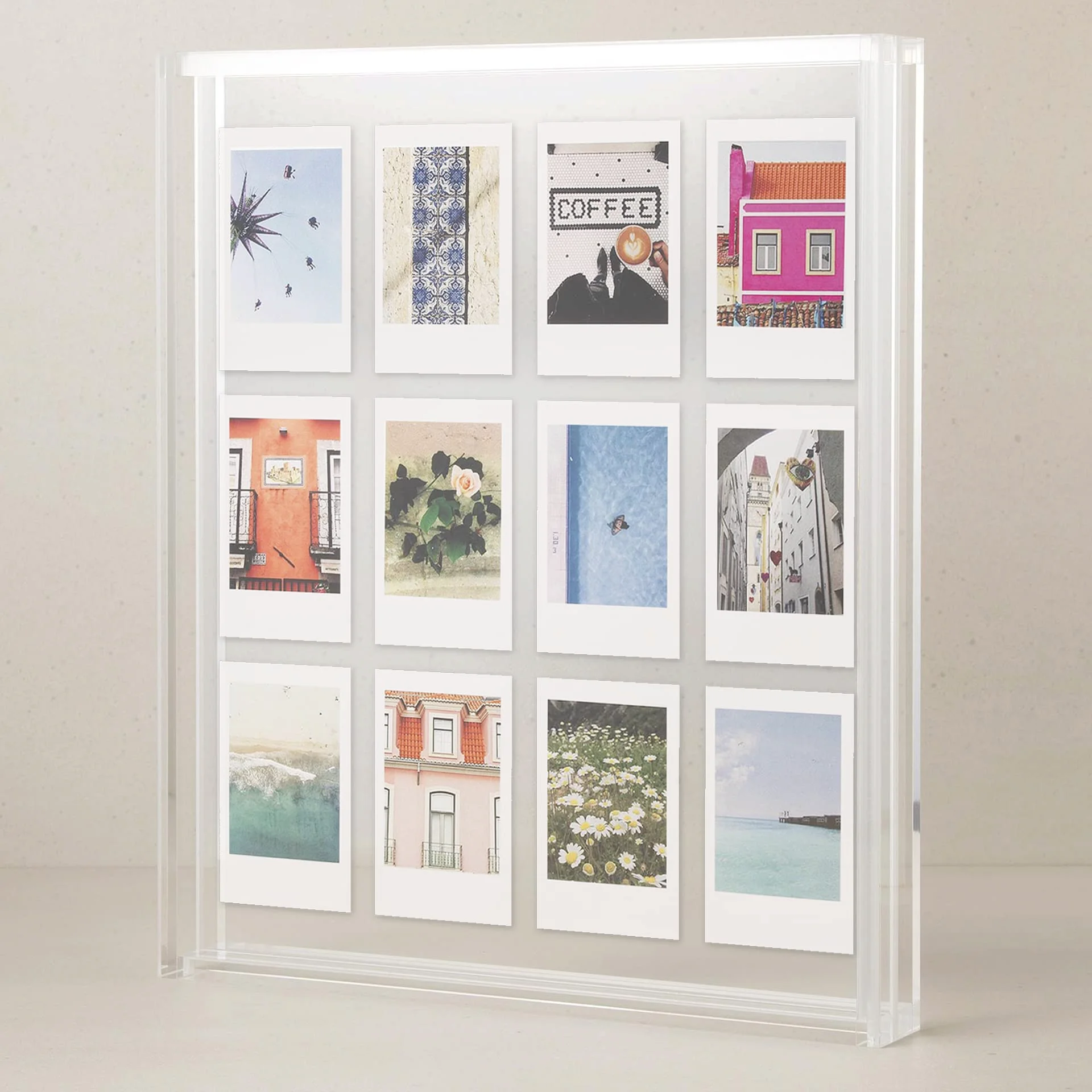 Custom plastic glass mini photo frames acrylic slideable photo frame for table ornament