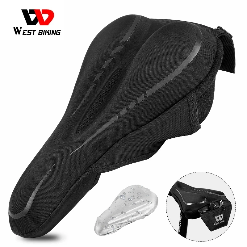 WEST BIKING Silicone Gel Bike Cushion Cover Comfort Soft Pad MTB Road Bike Seat Shockproof Cycling Saddle Mat With Rain Covers