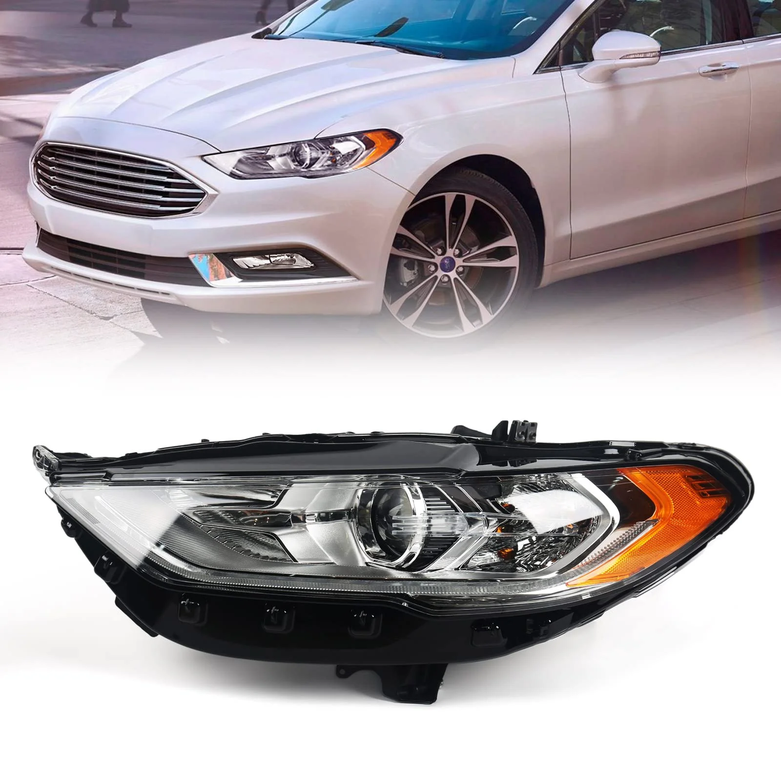 halogen lamps Head Light Front Lamp For 2017 2018 2019 2020 Ford Fusion w/Signature Lighting Headlight HS7Z13008H FO2503350