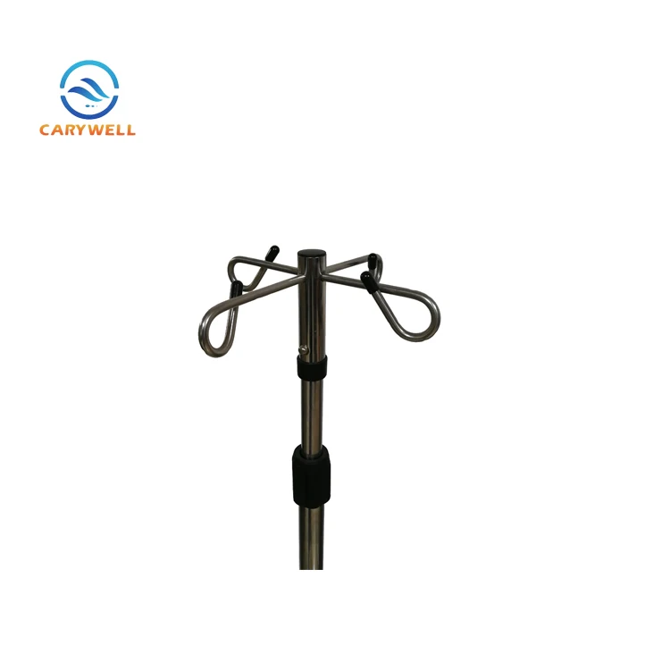 Mobile 4 Legs IV Pole Hospital Bed Infusion Medical IV Drip Stand Stainless Steel IV Poles