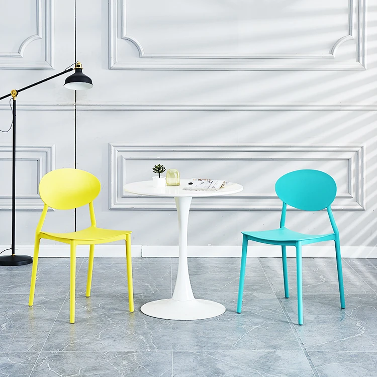 Colorful Nordic Designer Bar Dining Monolithic Contour Stackable Reliable Back Modern Design Lounge Dining Plastic White Chair