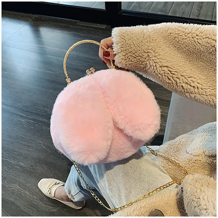 2023 New arrival ladies bags handbag Hot style cute plush hand bags New designs rabbit ears purses handbags for women