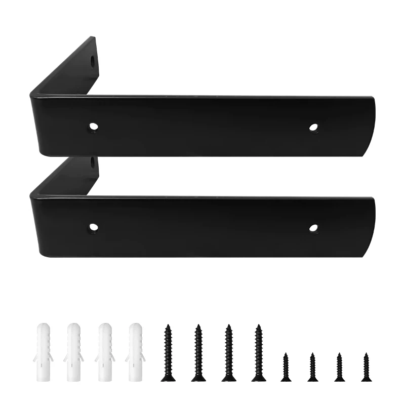 4 Pack Shelf Brackets Heavy Duty Industrial Forged Steel Iron Rustic Floating Shelf Brackets Lumber Boards Angle Wall Brackets