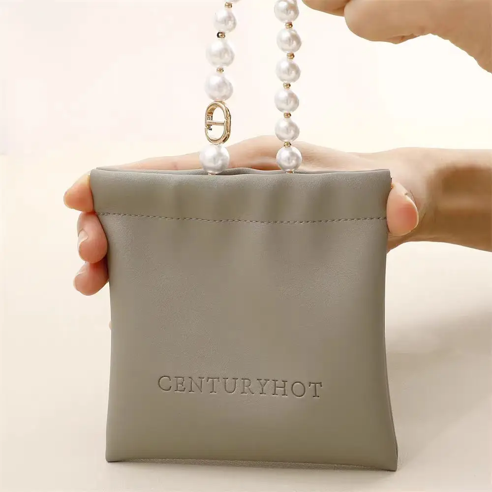 2024 New Style Pu Leather Sunglasses pouch Gift Jewelry Bag With Magnet Flap Small Leather Ring Earring Pouch