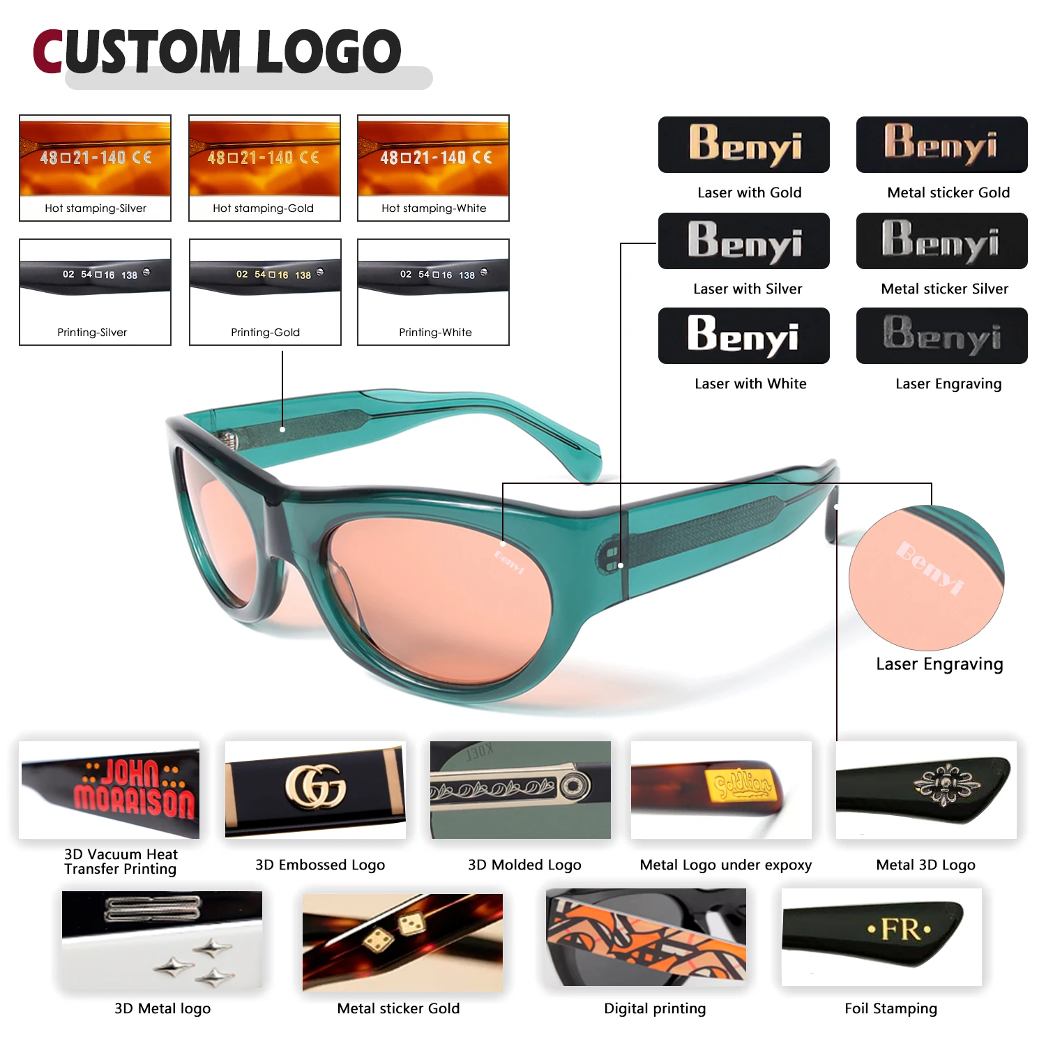 Benyi Factory Customized Logo New Model High Quality Luxury Fashionable Glasses Acetate Polarized Sunglasses For Mens Women