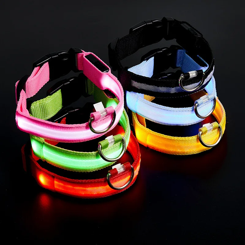 Wholesale Custom Pet Dog LED Collar Light Up Dog Collar Luxury Adjustable Nylon Rechargeable LED Pet Dog Collar and Leash Set