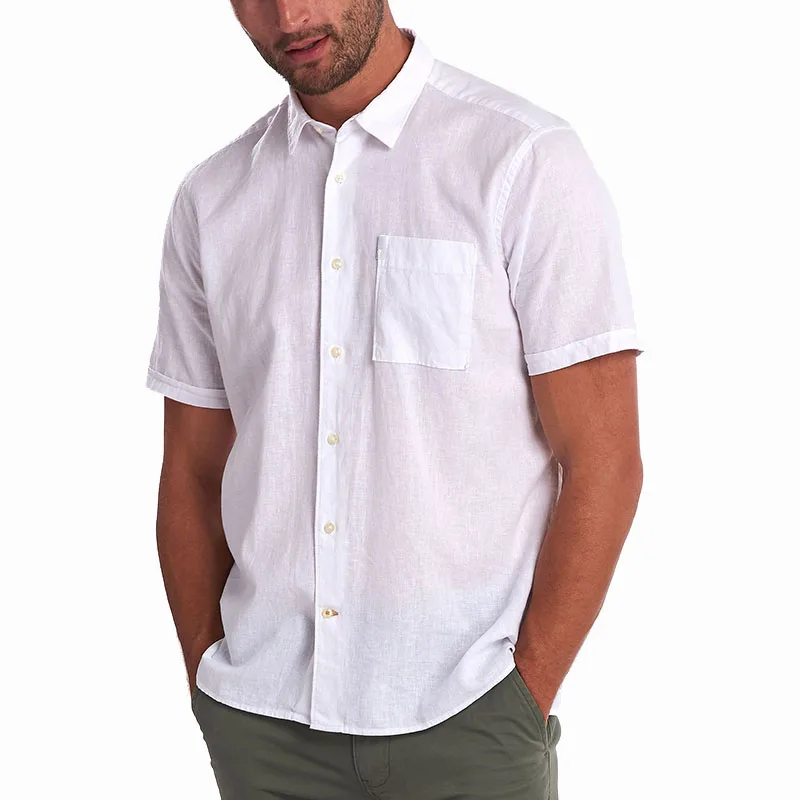 Wholesale Spring New Design Solid Casual White Linen Shirt Mix Short Sleeve Summer Shirt for Men