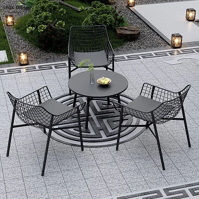Hot sale outdoor furniture set metal leisure dining table and chairs patio garden furniture round table