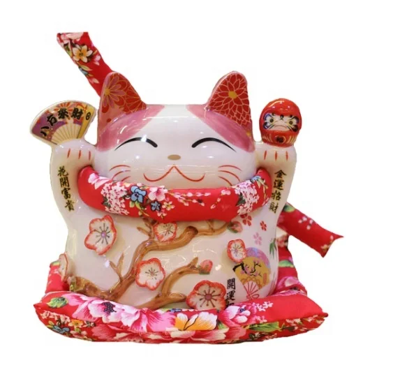 
European style factory sale widely used cheap promotional children arts and crafts with handmade ceramic of lucky cat 