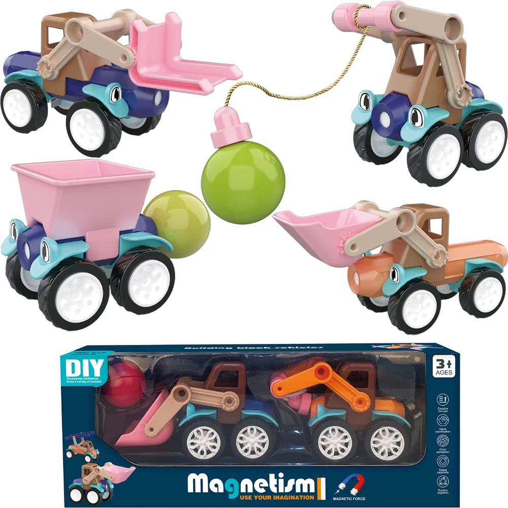 Hot selling products 2023 DIY building block vehicles sets magnetic Montessori Educational toys car juguetes para los ninos