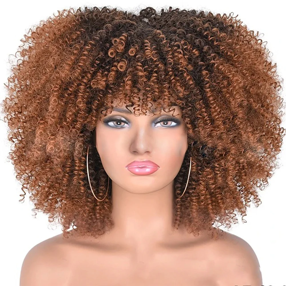 Wholesale Artificial Synthetic Hair Human Wigs Black Curly Short BOB Full Lace Wig