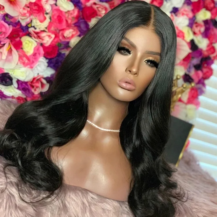 Alisa Hair 180% Density Long Wavy Remy Brazilian Lace Frontal Human Hair Wigs Pre Plucked with Baby Hair