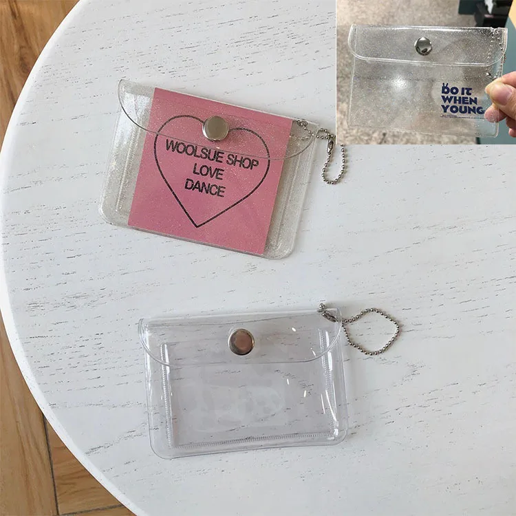 Custom PVC bag with Glitter Mini Photo Album Transparent PVC Protective Casing Envelope Small card wallet bag