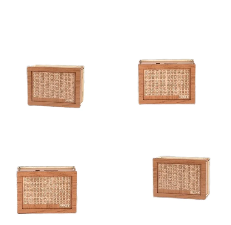 Stock Retro Wooden Bank Reusable Money Saving Box Number In House Shape For Children Creative Pending Storage Jar Cross-Border