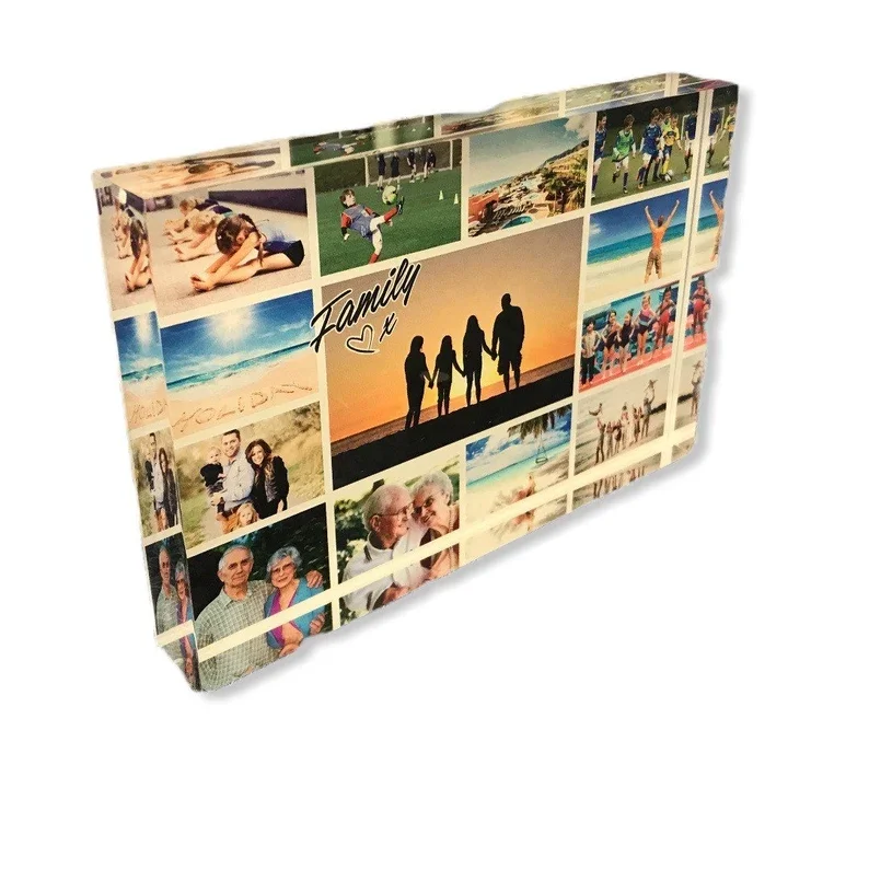 Family Memories Freestanding Acrylic Photo Block Family Collage Acrylic Photo frame Gifts for Families Home Decor Holiday Photo