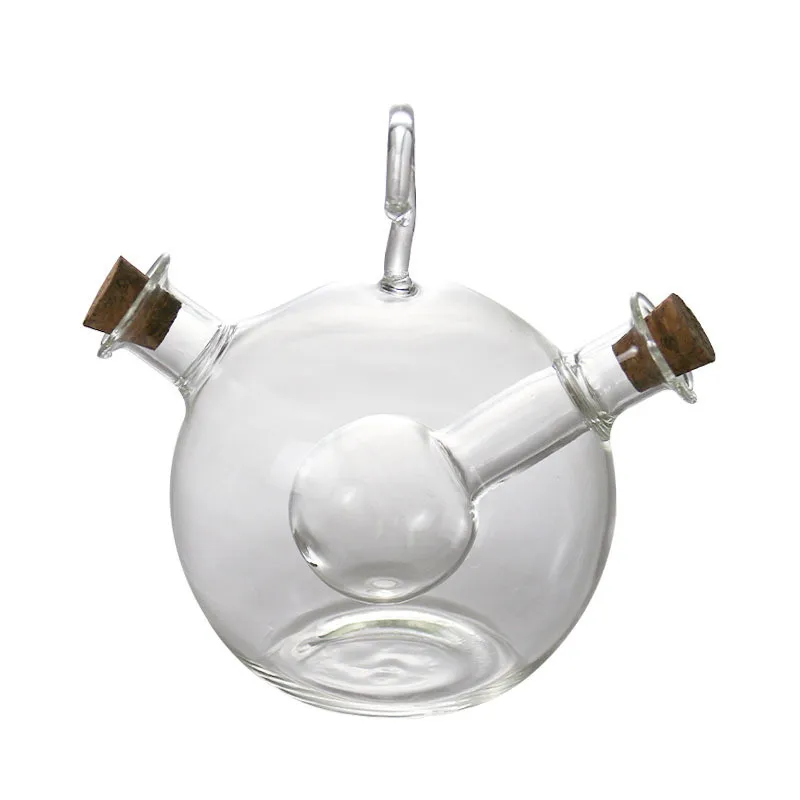 Wholesales of creative 2 in 1 high borosilicate glass Oil and Vinegar bottles of soy sauce vinegar bottle