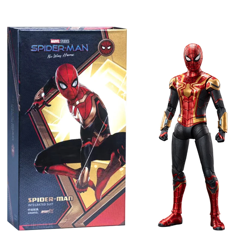 zd toys original genuine Marvel Spider Man-No Way Home Red Gold Spider-Man 1/10 action figures movable joints 18cm 7 in