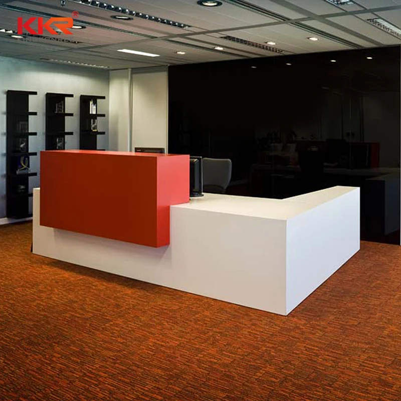 Luxury Design Artificial Stone Marble Look L Shape Reception Desk Design, Modern Reception Desk Design