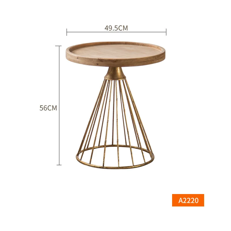 Nordic Iron Coffee Table Steel Side Round Sofa Table Canteen Wood Round Recycled Pine Dining Coffee Table