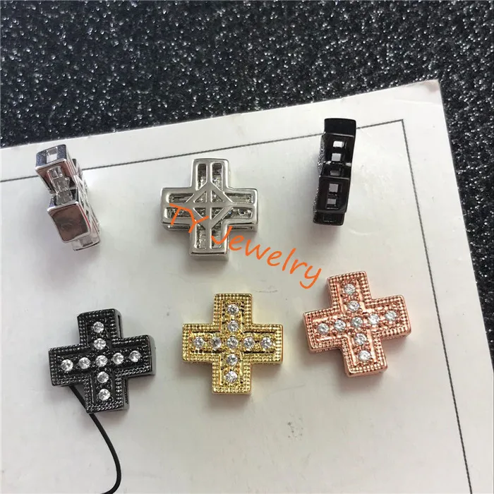 DIY Micro Pave CZ Cubic Zirconia Cross Brass Spacer Beads Accessories For Jewelry Making