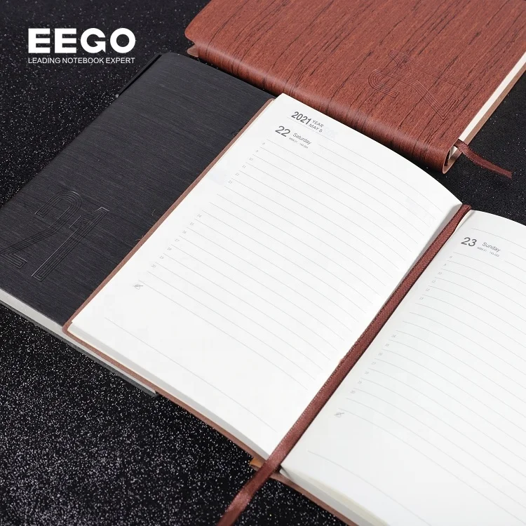 Calendar Planner Book Promotion Vegan Black Leather Notebook Softcover Notebook Printed Leather Diary