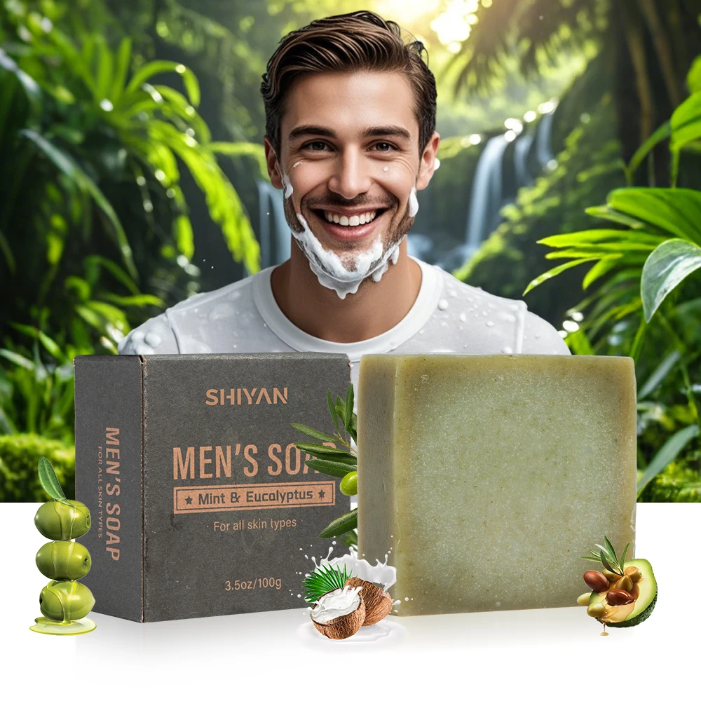 Customized Packaging Handmade Moisturizing Organic Natural Oil Control Heavy Grit Olive Oil Coconut Oil Avocado Mens Soap