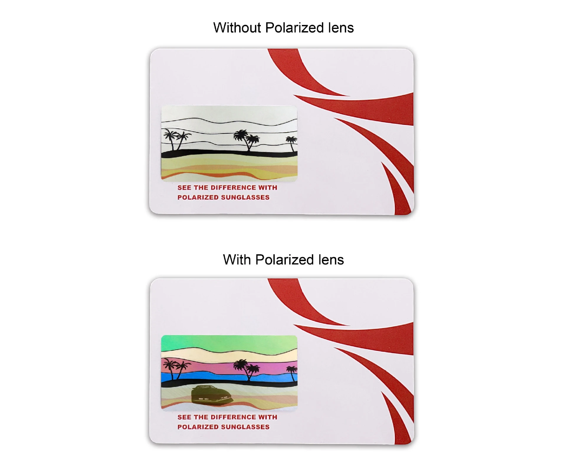 Customization PVC Tester Cards Chromatic Sunglasses Polarized Sunglasses Test Picture