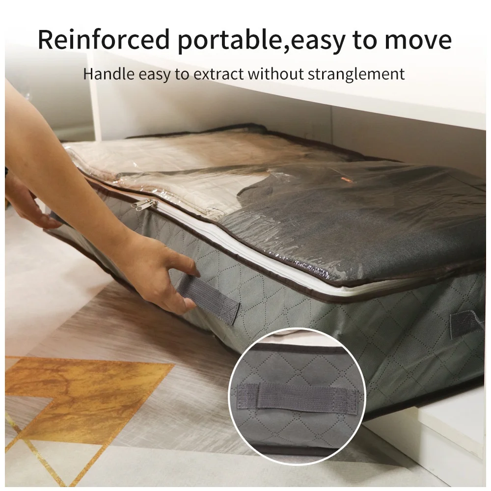 Foldable Sturdy Zippers Large Capacity Clothes Bag Blankets Under Bed Storage
