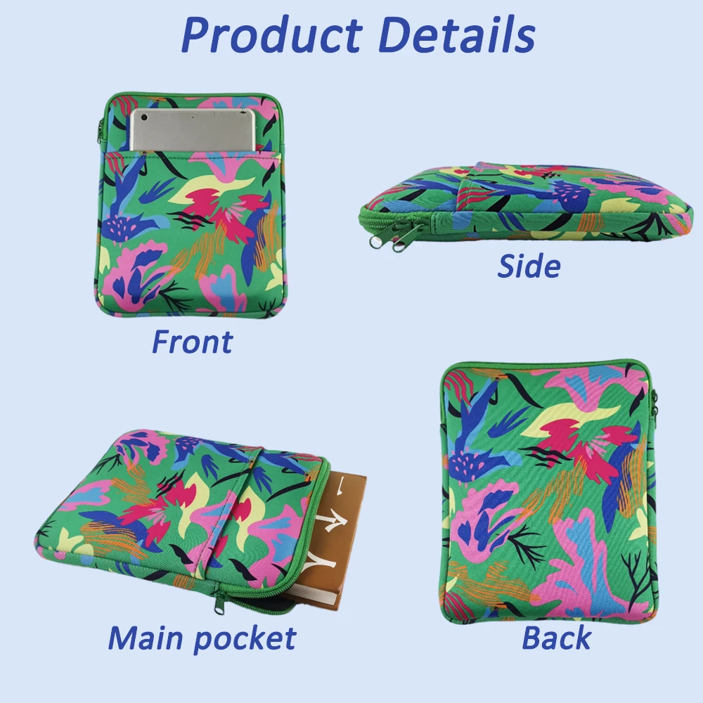 Free Sample Book Accessories 3 Size Neoprene  Book Sleeve With Zipper Tablet Sleeve Sublimation Book Covers With Front Pocket