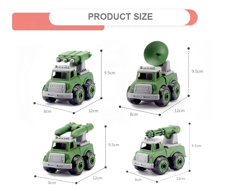 Education military combat artillery self-assembly vehicle assembled car plastic diy toys with tools