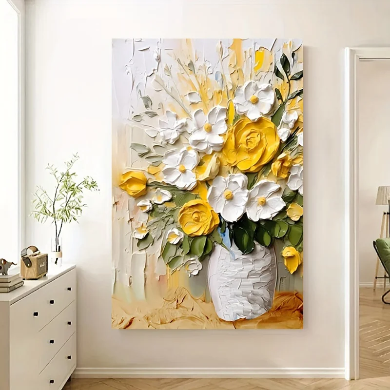 New Arrival 100% Hand Painted Home Decor Flower Vase Wall Art Decor Pictures Handmade Canvas Artwork Hand Oil Painting