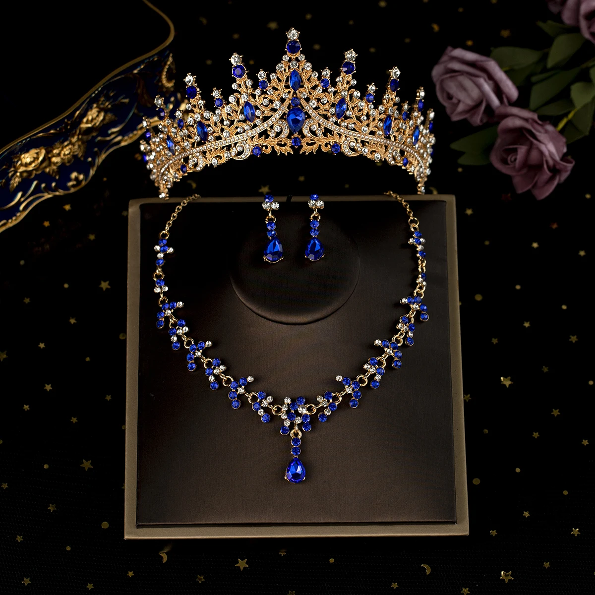 Luxury crown sets wedding Hair Jewelry Accessories Handmade Crystal Rhinestone Tiara bride crown