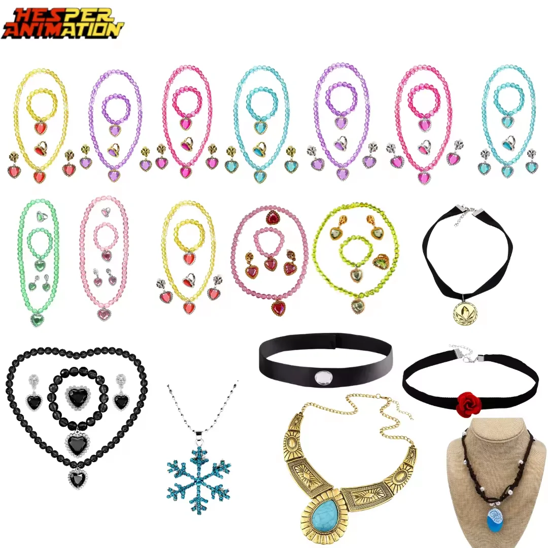 19 Styles Princess Necklace Earring Set Exquisite Cosplay Accessories Set Hot Sale Princess Cosplay Jewelry Sets