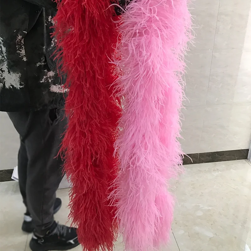 Colorful Fashion rainbow ostrich feather boa Fluffy Turkey Chandelle Feather Birthday Boa Decorations