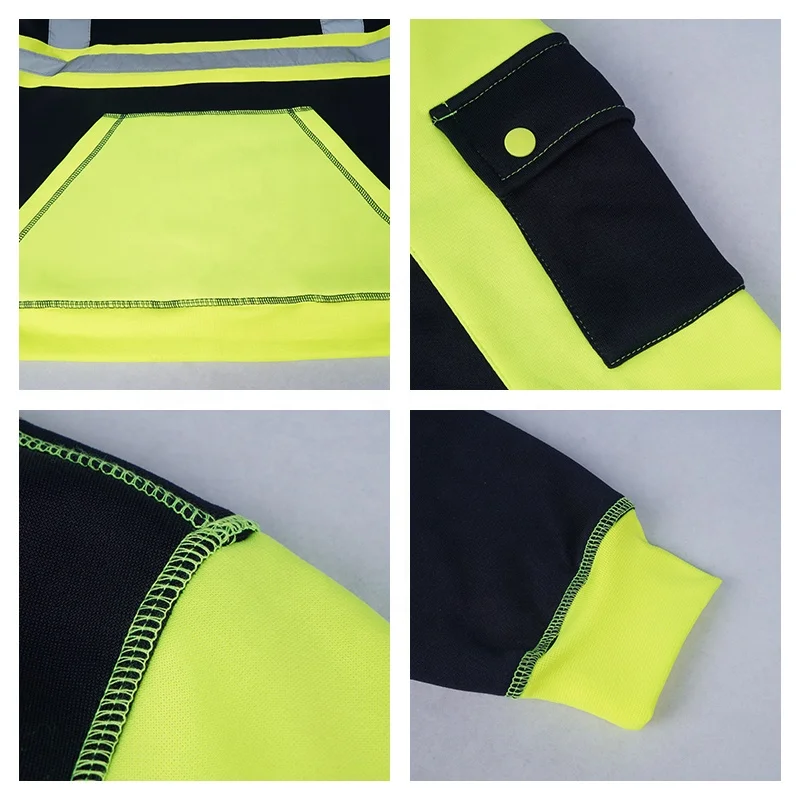 LX High Quality 3m Reflective Print Hoody Reflective Safety Hoodie Long Sleeve Safety Fleece Custom Hoodie Reflective 500gsm