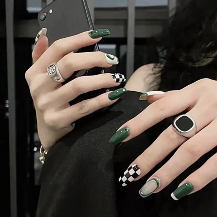 Y8 wholesale bride fake nails tips artifical fingernail tips 3d press on nail custom back glue nails