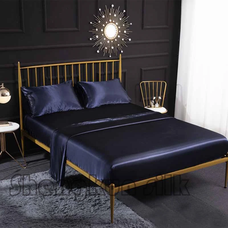 Роскошные 100% шелк тутового постельные принадлежности простыни наборы гипоаллергенный дышащий для