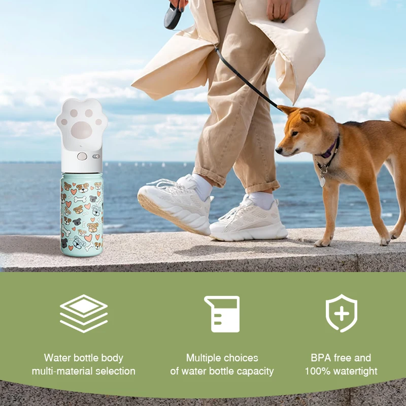 18oz Stainless Steel Dog Travel Bottle, Leak Proof Portable Dog Water Bottle, Drink Dispenser and Snack Container